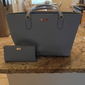 Kate Spade Blue Tote Bag and Wallet Set NWOT Never Used Gorgeous Color!
